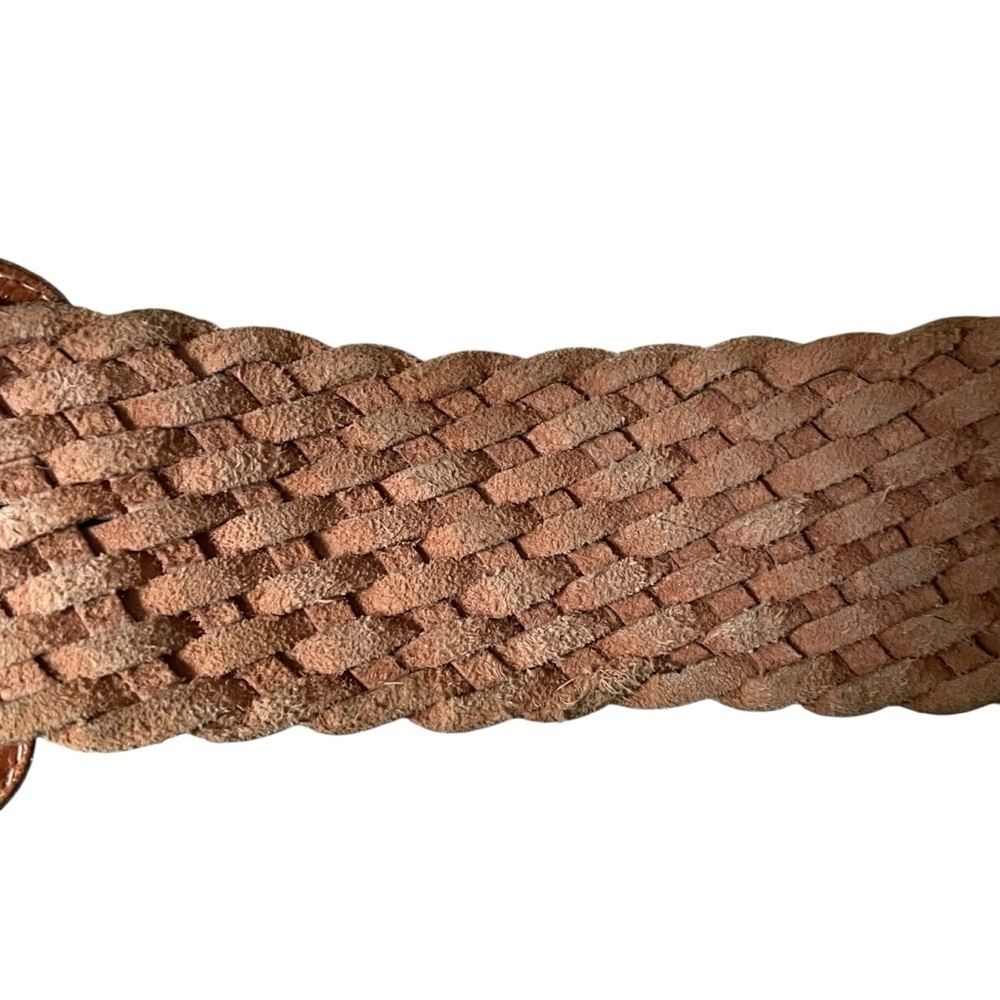 Hand Crafted Boho Leather Woven Braided Belt Tan M - Picture 8 of 8